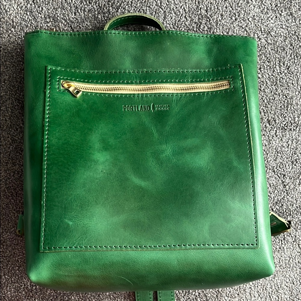 Portland Leather Green Tote Backpack